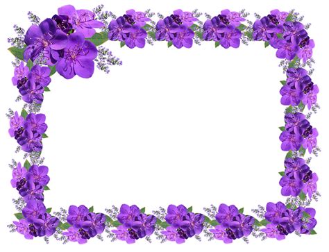 Purple Flower Borders And Frames Purple Frame Png 600x457 Png Images