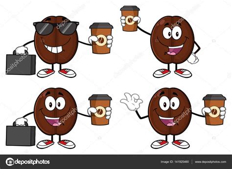 Coffee Bean Cartoon Mascot Character — Stock Vector © Hittoon 141925460