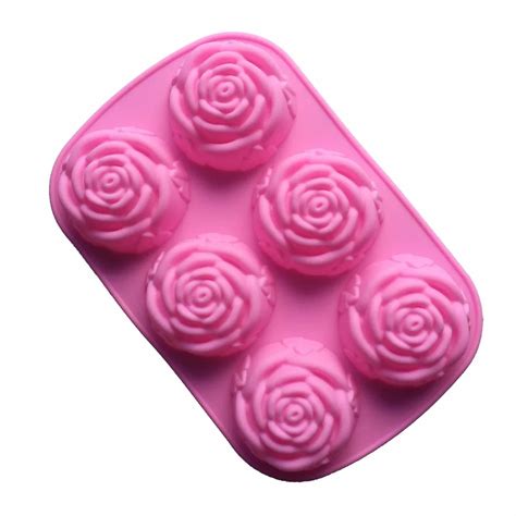 6 Pieces Rose Flower Silicone Cake Mold Jelly Mold Soap Mold 3d