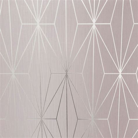 Kayla Metallic Geometric Wallpaper Silver Muriva 703010 Geometric