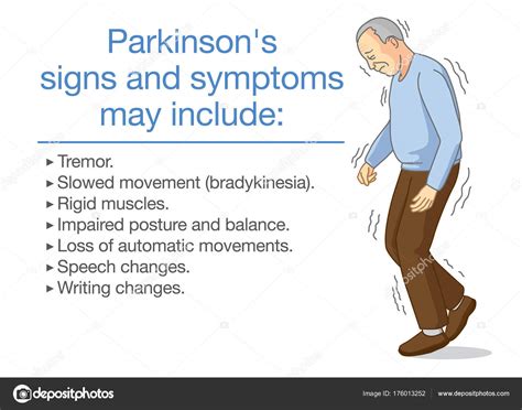 Ilustración Sobre Los Síntomas Signos Enfermedad Parkinson Problema Salud Las Vector Gráfico
