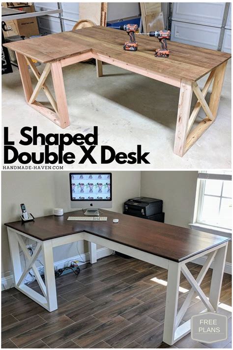 Make the perfect office for yourself. L Shaped Desk how to with free plans #lshapeddesk #office ...