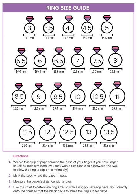 Mens Ring Size Chart Printable