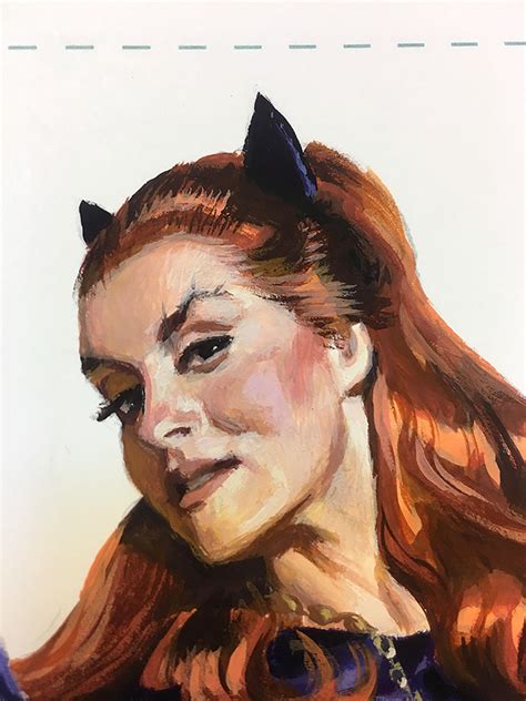 Painting Of The Vintage Catwoman In Gouache Every Day Original