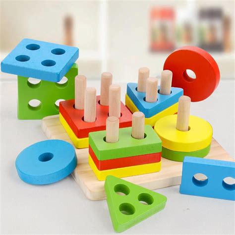 Baby Wooden Toys Geometric Sorting Board 3d Wood Puzzle For Kids
