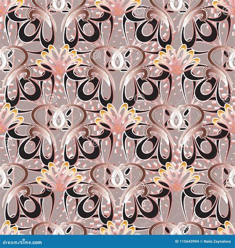 Vintage Floral Vector Seamless Pattern Abstract Geometric Halftone