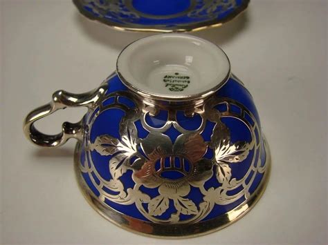 Antique Rosenthal Silver Overlay German Porcelain Cup And Saucer Porcelain Porcelain Cup Cup