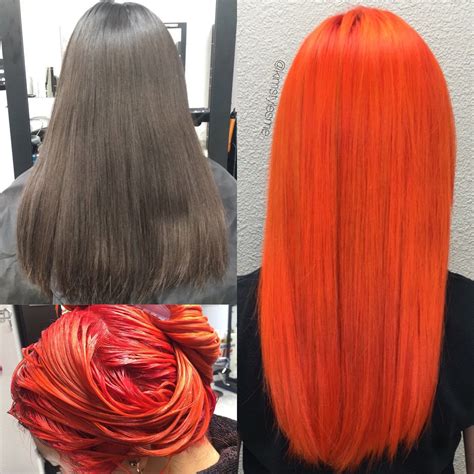 Deep Brown to Bright Orange! Lovely! | Orange hair bright, Hair color orange, Red orange hair