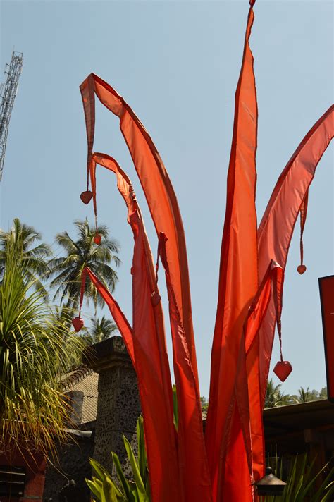 For the entrance into the reception area? Prayer Flags, Stone Statues