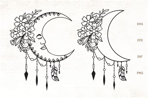 Floral Moon SVG - Moon With Flowers By Dasagani | TheHungryJPEG