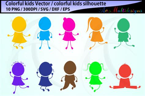 colorful kids graphics and illustration / colorful kids SVG / colorful ...