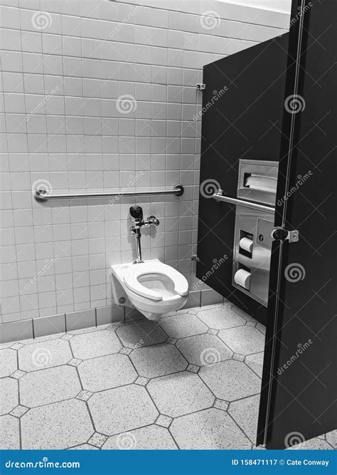 Handicap Accessible Bathroom Stall With Toilet Stock Image Image Of