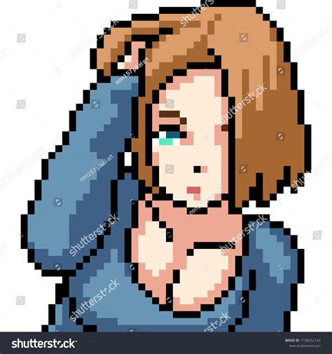 Vector Pixel Art Anime Girl Isolated 库存矢量图免版税 Shutterstock