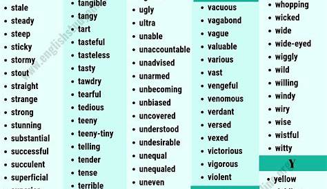 list of adjectives for grade 2