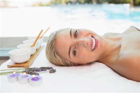 Beautiful Woman Lying On Massage Table At Spa Center Stock Image Image Of Caucasian Body