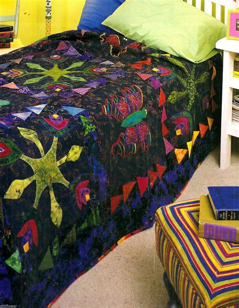 This Quilt Pattern Is A Modern Folk Art Take On Flower And Flies The