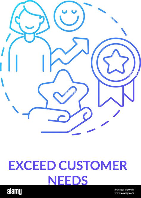 Exceed Customer Needs Blue Gradient Concept Icon Stock Vector Image