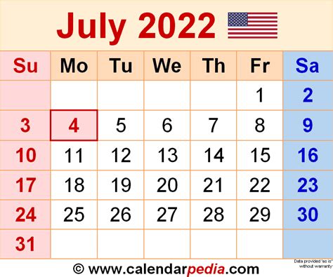 July 2022 Calendar Example Calendar Printable