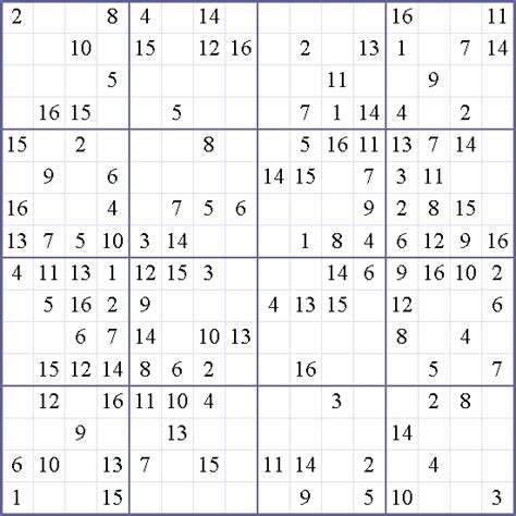 Sudoku 16 X 16 Para Imprimir Sudokus 16x16 Para Imprimir Grátis