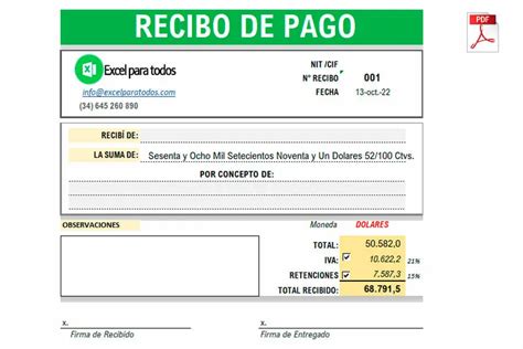 Recibo De Pago Para Imprimir Excel Image To U