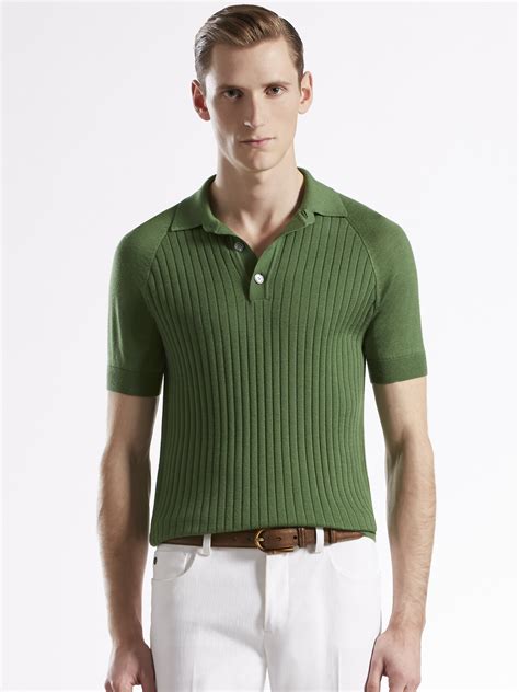 Gucci Cashmere And Silk Rib Polo In Green For Men Lyst