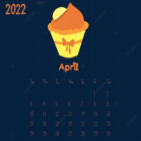 April Calendar Png Image Aesthetic Calendar Illustration Of April 2022