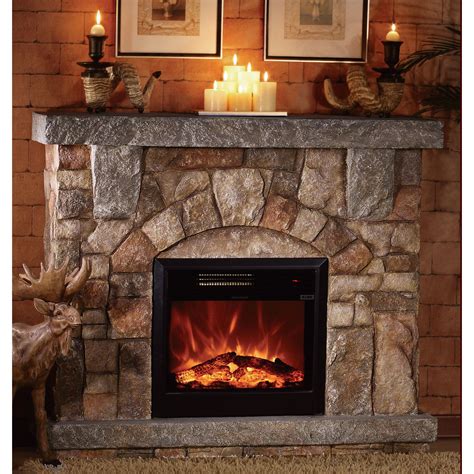 Unifire Polystone Electric Fireplace With Mantel — 4400 Btu Model