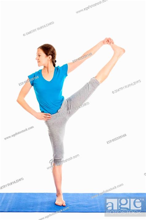 Yoga Young Beautiful Slender Woman Yoga Instructor Doing Extended