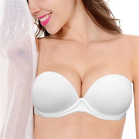 Super Multiway Strapless Bra Thick Padded Push Up Plunge Underwire A D