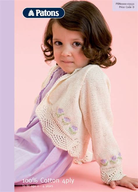 Lacy Bolero In Patons 100 Cotton 4 Ply 3551 Knitting Girls Knitting Patterns Knitting For