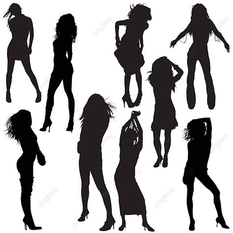 Dancing Girls Silhouettes Modern Party Pose Vector Modern Party Pose