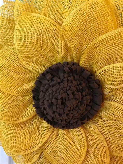 Poly Burlap Wreath Yellow Sunflower Everyday Wreath Poly Etsy