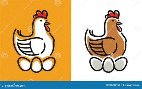 Hen Incubates Eggs Symbol Chicken Logo Vector Stock Vector