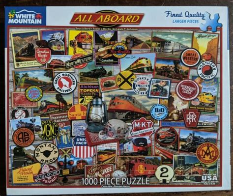 Puzzle White Mountain All Aboard 1360 Jigsaw Trains 1000 Piece 24x30