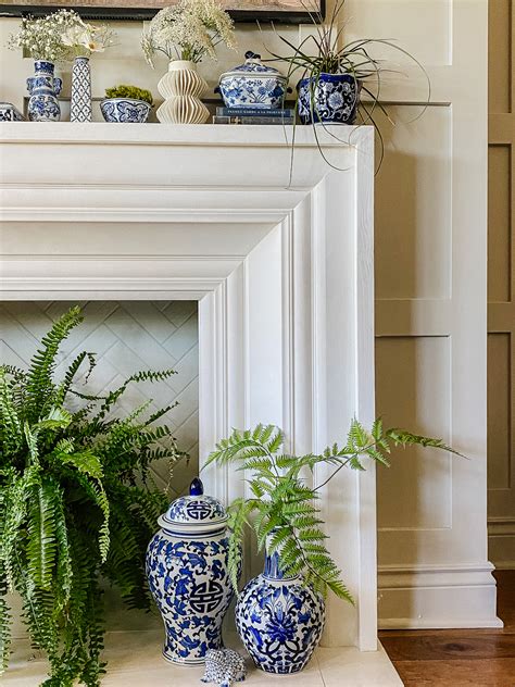 A Summer Mantel With Blue And White Porcelain Deeply Southern Home