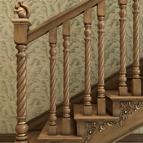 Ethnic Wooden Baluster Spiral Stairs Baluster
