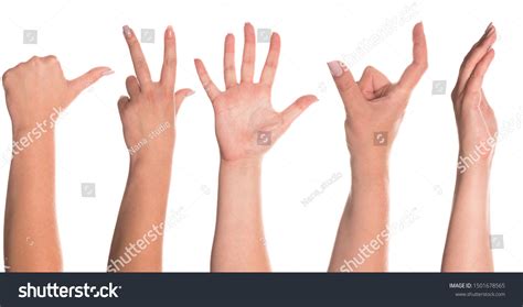 Set Womans Hand Measuring Invisible Items Stock Photo 1501678565