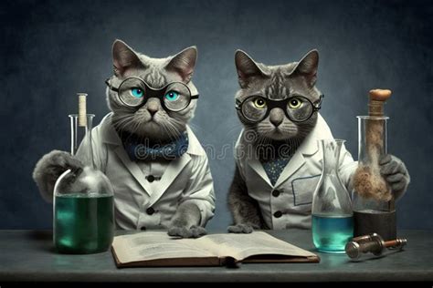 Cats Dressed As Crazy Scientists Experiment Created With Generative Ai