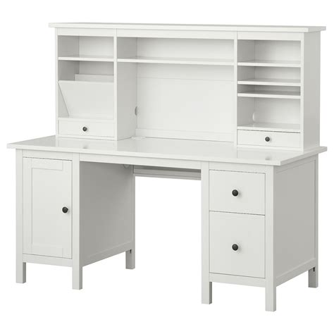 Hemnes White Desk With Add On Unit 155x137 Cm Built In Cable