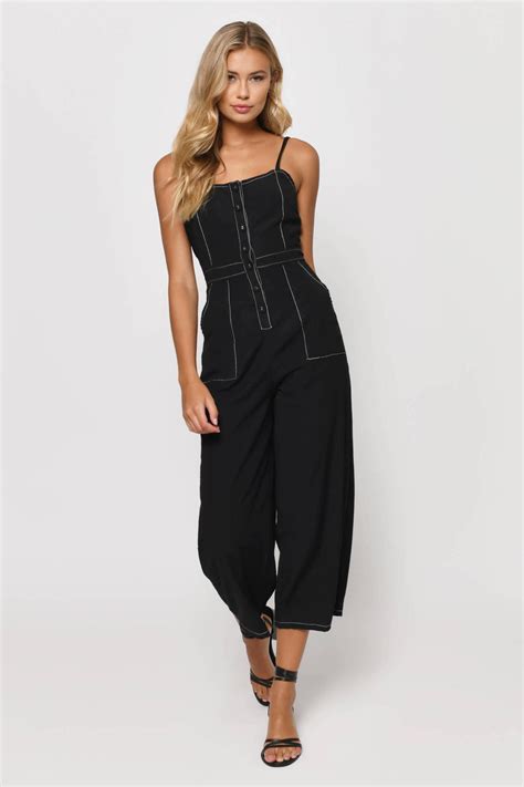 Tobi Jumpsuits Womens Modelo Black Contrast Stitch Jumpsuit Black ⋆