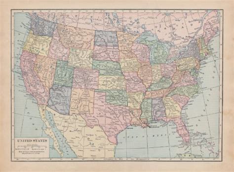 Map Of The United States Of America Print The 48 Contiguous Etsy
