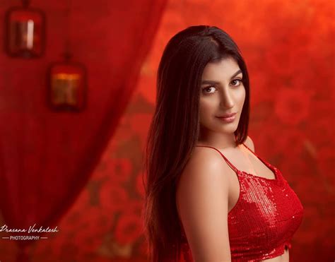 Yashika Aannand In Red Sequin Dress Photoshoot South Indian Actress