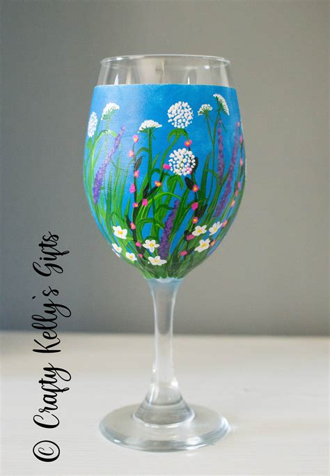 Hand Painted Wildflower Wine Glass Mothers Day T Mothers Etsy
