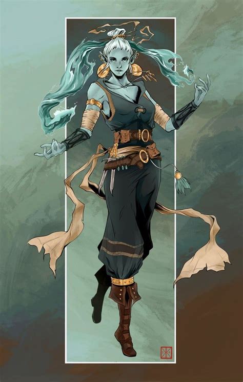 [oc] Dnd Water Genasi Sorceress Kayla Kinsey Digital Characterdrawing Fantasy Character Art