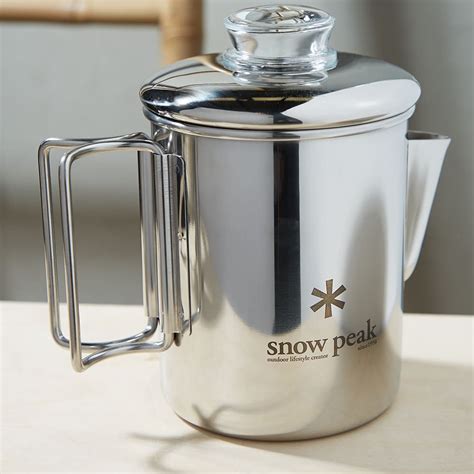 Snow Peak Stainless Steel Coffee Percolator 6 Cup Set Silver End