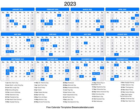 2023 Calendar Year Holidays