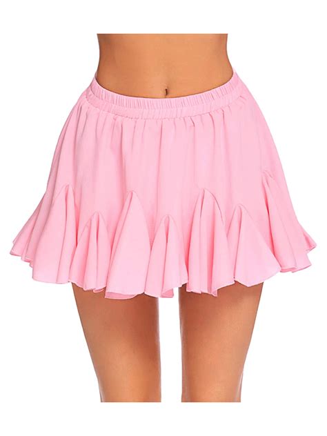 Canrulo Women Ruffle Mini Skirt Y2k Sexy A Line Ruched Skirt Korean High Waist Skirts Dress Pink