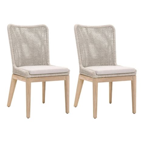 Wingback Dining Chair With Rope Woven Mesh Designset Of 2beige And