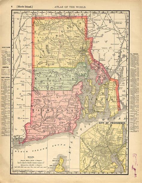 Cosmopolitan Rand Mcnally 1898 Map Rhode Island Massachusetts W Rr Lines