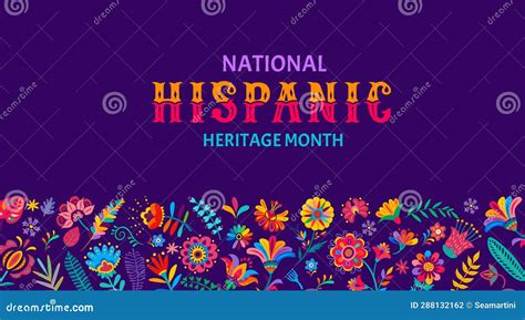 National Hispanic Heritage Month Flyer With Flower Stock Illustration
